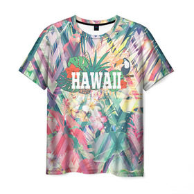 Мужская футболка 3D с принтом HAWAII 5 в Петрозаводске, 100% полиэфир | прямой крой, круглый вырез горловины, длина до линии бедер | hawaii | гаваи | лето | океан | отдых | пальмы | пляж | серф