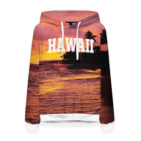 Женская толстовка 3D с принтом HAWAII 2 в Петрозаводске, 100% полиэстер  | двухслойный капюшон со шнурком для регулировки, мягкие манжеты на рукавах и по низу толстовки, спереди карман-кенгуру с мягким внутренним слоем. | hawaii | гаваи | лето | океан | отдых | пальмы | пляж | серф