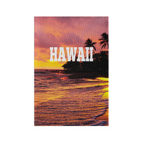 Обложка для паспорта матовая кожа с принтом HAWAII 2 в Петрозаводске, натуральная матовая кожа | размер 19,3 х 13,7 см; прозрачные пластиковые крепления | Тематика изображения на принте: hawaii | гаваи | лето | океан | отдых | пальмы | пляж | серф