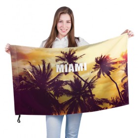 Флаг 3D с принтом MIAMI в Петрозаводске, 100% полиэстер | плотность ткани — 95 г/м2, размер — 67 х 109 см. Принт наносится с одной стороны | miami | лето | майами | маями | океан | отдых | пальмы | пляж | серф