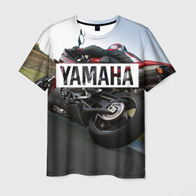Мужская футболка 3D с принтом Yamaha 4 в Петрозаводске, 100% полиэфир | прямой крой, круглый вырез горловины, длина до линии бедер | Тематика изображения на принте: yamaha
