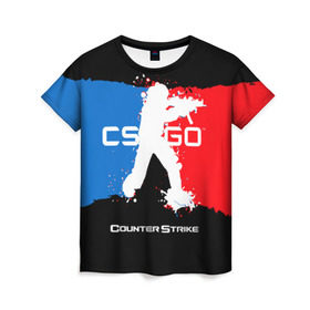 Женская футболка 3D с принтом CS GO в Петрозаводске, 100% полиэфир ( синтетическое хлопкоподобное полотно) | прямой крой, круглый вырез горловины, длина до линии бедер | cs | cs go | csgo | go | го | контр страйк | контра | кс | кс го | ксго | спецназ | террористы