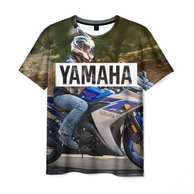 Мужская футболка 3D с принтом Yamaha 2 в Петрозаводске, 100% полиэфир | прямой крой, круглый вырез горловины, длина до линии бедер | yamaha