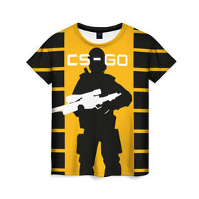 Женская футболка 3D с принтом CS GO в Петрозаводске, 100% полиэфир ( синтетическое хлопкоподобное полотно) | прямой крой, круглый вырез горловины, длина до линии бедер | cs | cs go | csgo | go | го | контр страйк | контра | кс | кс го | ксго | спецназ | террористы