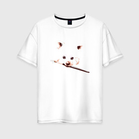 Женская футболка хлопок Oversize с принтом Лиса с кисточкой в Петрозаводске, 100% хлопок | свободный крой, круглый ворот, спущенный рукав, длина до линии бедер
 | foxy | лис | лиса | фыр фыр