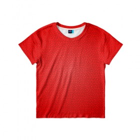 Детская футболка 3D с принтом Витраж Красный в Петрозаводске, 100% гипоаллергенный полиэфир | прямой крой, круглый вырез горловины, длина до линии бедер, чуть спущенное плечо, ткань немного тянется | texture | витраж | красный | текстура