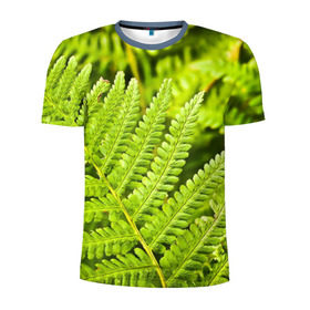 Мужская футболка 3D спортивная с принтом Папоротник в Петрозаводске, 100% полиэстер с улучшенными характеристиками | приталенный силуэт, круглая горловина, широкие плечи, сужается к линии бедра | ботаника | зелень | листья | папоротник | природа | растения | цветок
