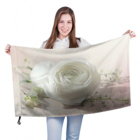Флаг 3D с принтом Белый цветок в Петрозаводске, 100% полиэстер | плотность ткани — 95 г/м2, размер — 67 х 109 см. Принт наносится с одной стороны | 