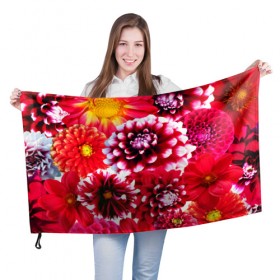 Флаг 3D с принтом Яркие цветы в Петрозаводске, 100% полиэстер | плотность ткани — 95 г/м2, размер — 67 х 109 см. Принт наносится с одной стороны | красный | лепестки | прикольные картинки | цветочки | цветы