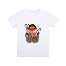 Детская футболка хлопок с принтом Забавные Индейцы 7 в Петрозаводске, 100% хлопок | круглый вырез горловины, полуприлегающий силуэт, длина до линии бедер | Тематика изображения на принте: 