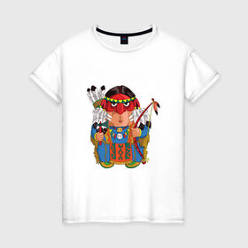 Женская футболка хлопок с принтом Забавные Индейцы 7 в Петрозаводске, 100% хлопок | прямой крой, круглый вырез горловины, длина до линии бедер, слегка спущенное плечо | 