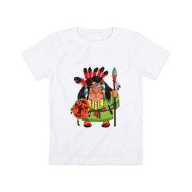 Детская футболка хлопок с принтом Забавные Индейцы 8 в Петрозаводске, 100% хлопок | круглый вырез горловины, полуприлегающий силуэт, длина до линии бедер | апачи | вождь | воин | животные | запад | канада | лидер | лицо | северная | смешные | талисман | цвет