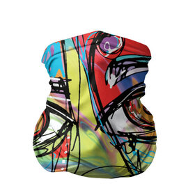 Бандана-труба 3D с принтом Abstract girl graffiti в Петрозаводске, 100% полиэстер, ткань с особыми свойствами — Activecool | плотность 150‒180 г/м2; хорошо тянется, но сохраняет форму | abstract | girl | graffiti