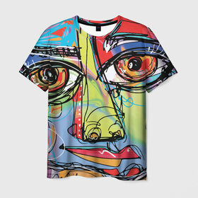 Мужская футболка 3D с принтом Abstract girl graffiti в Петрозаводске, 100% полиэфир | прямой крой, круглый вырез горловины, длина до линии бедер | Тематика изображения на принте: abstract | girl | graffiti