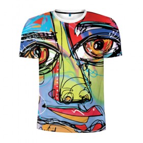 Мужская футболка 3D спортивная с принтом Abstract girl graffiti в Петрозаводске, 100% полиэстер с улучшенными характеристиками | приталенный силуэт, круглая горловина, широкие плечи, сужается к линии бедра | abstract | girl | graffiti