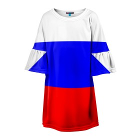 Детское платье 3D с принтом Россия в Петрозаводске, 100% полиэстер | прямой силуэт, чуть расширенный к низу. Круглая горловина, на рукавах — воланы | народный | россия | русский | страны | триколор | флаг