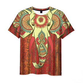 Мужская футболка 3D с принтом Индия 4 в Петрозаводске, 100% полиэфир | прямой крой, круглый вырез горловины, длина до линии бедер | Тематика изображения на принте: india | индия | индуизм | кришна | слон