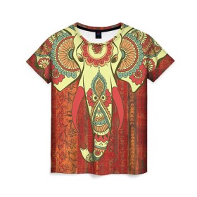 Женская футболка 3D с принтом Индия 4 в Петрозаводске, 100% полиэфир ( синтетическое хлопкоподобное полотно) | прямой крой, круглый вырез горловины, длина до линии бедер | india | индия | индуизм | кришна | слон