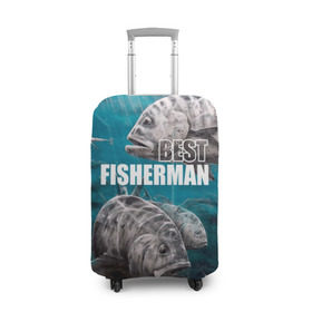 Чехол для чемодана 3D с принтом Лучший рыбак в Петрозаводске, 86% полиэфир, 14% спандекс | двустороннее нанесение принта, прорези для ручек и колес | best | fish | fisherman | fishing | river | the sky | volga | water | вода | волна | лучший | небо | река | рыба | рыбак | рыбалка