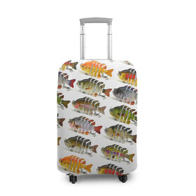 Чехол для чемодана 3D с принтом Рыбки в Петрозаводске, 86% полиэфир, 14% спандекс | двустороннее нанесение принта, прорези для ручек и колес | bait | fish | fishing | lure | tackle | блесна | наживка | приманка | рыба | рыбалка | снасть