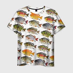 Мужская футболка 3D с принтом Рыбки в Петрозаводске, 100% полиэфир | прямой крой, круглый вырез горловины, длина до линии бедер | bait | fish | fishing | lure | tackle | блесна | наживка | приманка | рыба | рыбалка | снасть