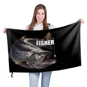 Флаг 3D с принтом Лучший рыбак в Петрозаводске, 100% полиэстер | плотность ткани — 95 г/м2, размер — 67 х 109 см. Принт наносится с одной стороны | background | best fisherman | black | fish | fishing | sturgeon | лучший рыбак | осетр | рыба | рыбалка | фон | черный