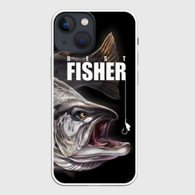 Чехол для iPhone 13 mini с принтом Лучший рыбак в Петрозаводске,  |  | Тематика изображения на принте: background | best fisherman | black | fish | fishing | sturgeon | лучший рыбак | осетр | рыба | рыбалка | фон | черный