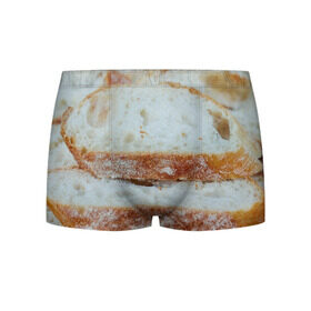 Мужские трусы 3D с принтом Хлеб в Петрозаводске, 50% хлопок, 50% полиэстер | классическая посадка, на поясе мягкая тканевая резинка | Тематика изображения на принте: батон | булка | булочка | выпечка | еда | кулинария | кусочек | мука | хлеб