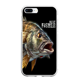 Чехол для iPhone 7Plus/8 Plus матовый с принтом Лучший рыбак в Петрозаводске, Силикон | Область печати: задняя сторона чехла, без боковых панелей | background | best fisherman | black | fish | fishing | лучший рыбак | рыба | рыбалка | фон | черный