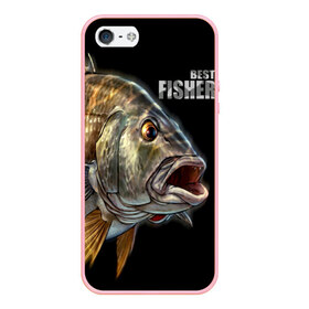 Чехол для iPhone 5/5S матовый с принтом Лучший рыбак в Петрозаводске, Силикон | Область печати: задняя сторона чехла, без боковых панелей | background | best fisherman | black | fish | fishing | лучший рыбак | рыба | рыбалка | фон | черный