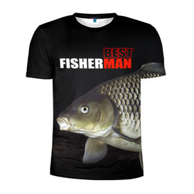 Мужская футболка 3D спортивная с принтом Лучший рыбак в Петрозаводске, 100% полиэстер с улучшенными характеристиками | приталенный силуэт, круглая горловина, широкие плечи, сужается к линии бедра | background | best fisherman | black | fish | fishing | лещ | лучший рыбак | рыба | рыбалка | фон | черный