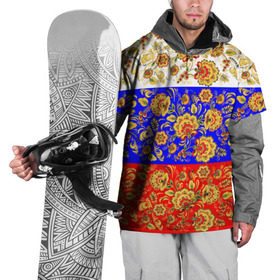 Накидка на куртку 3D с принтом Хохлома в Петрозаводске, 100% полиэстер |  | народный | орнамент | роспись | традиционный | триколор