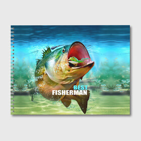 Альбом для рисования с принтом Лучший рыбак в Петрозаводске, 100% бумага
 | матовая бумага, плотность 200 мг. | Тематика изображения на принте: крючок | лягушка | наживка | рыба