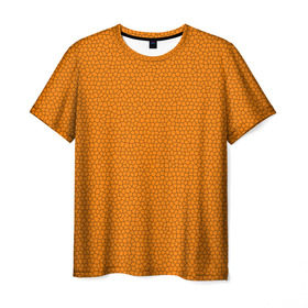 Мужская футболка 3D с принтом Витраж Оранжевый в Петрозаводске, 100% полиэфир | прямой крой, круглый вырез горловины, длина до линии бедер | texture | витраж | оранжевый | текстура