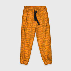 Детские брюки 3D с принтом Витраж Оранжевый в Петрозаводске, 100% полиэстер | манжеты по низу, эластичный пояс регулируется шнурком, по бокам два кармана без застежек, внутренняя часть кармана из мелкой сетки | texture | витраж | оранжевый | текстура