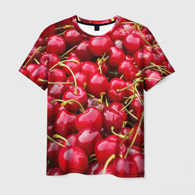 Мужская футболка 3D с принтом Черешня в Петрозаводске, 100% полиэфир | прямой крой, круглый вырез горловины, длина до линии бедер | Тематика изображения на принте: вишня | десерт | лето | сладкое | черешня | ягода