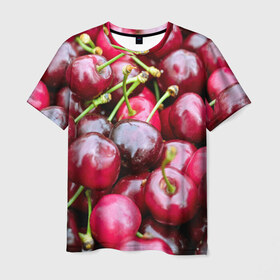 Мужская футболка 3D с принтом Черешня в Петрозаводске, 100% полиэфир | прямой крой, круглый вырез горловины, длина до линии бедер | вишня | десерт | лето | сладкое | черешня | ягода