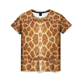Женская футболка 3D с принтом Шкура Жирафа в Петрозаводске, 100% полиэфир ( синтетическое хлопкоподобное полотно) | прямой крой, круглый вырез горловины, длина до линии бедер | textures | животное | жираф | текстура