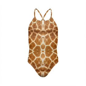 Детский купальник 3D с принтом Шкура Жирафа в Петрозаводске, Полиэстер 85%, Спандекс 15% | Слитный крой, подклад по переду изделия, узкие бретели | Тематика изображения на принте: textures | животное | жираф | текстура