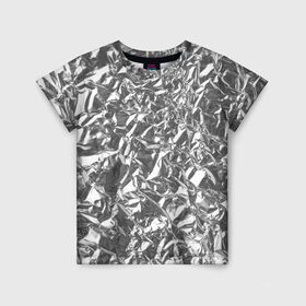 Детская футболка 3D с принтом Silver в Петрозаводске, 100% гипоаллергенный полиэфир | прямой крой, круглый вырез горловины, длина до линии бедер, чуть спущенное плечо, ткань немного тянется | silver | texture | драгоценный | металл | серебро | текстура