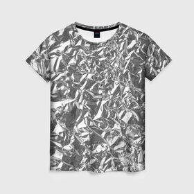 Женская футболка 3D с принтом Silver в Петрозаводске, 100% полиэфир ( синтетическое хлопкоподобное полотно) | прямой крой, круглый вырез горловины, длина до линии бедер | Тематика изображения на принте: silver | texture | драгоценный | металл | серебро | текстура