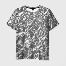 Мужская футболка 3D с принтом Silver в Петрозаводске, 100% полиэфир | прямой крой, круглый вырез горловины, длина до линии бедер | silver | texture | драгоценный | металл | серебро | текстура