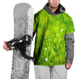 Накидка на куртку 3D с принтом Роса на траве в Петрозаводске, 100% полиэстер |  | зелёный | зелень | луг | роса | яркий