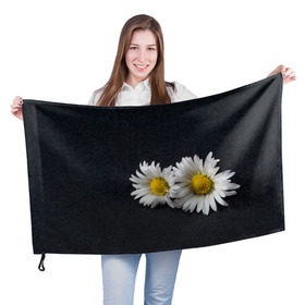 Флаг 3D с принтом Ромашки в Петрозаводске, 100% полиэстер | плотность ткани — 95 г/м2, размер — 67 х 109 см. Принт наносится с одной стороны | зелень | лепестки | пара | природа | растения | ромашки | цветы