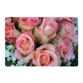 Магнитный плакат 3Х2 с принтом Розы в Петрозаводске, Полимерный материал с магнитным слоем | 6 деталей размером 9*9 см | Тематика изображения на принте: букет | вода | капли | лепестки | природа | растения | розовые | розы | роса | цветок | цветы