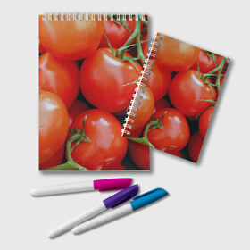 Блокнот с принтом Томаты в Петрозаводске, 100% бумага | 48 листов, плотность листов — 60 г/м2, плотность картонной обложки — 250 г/м2. Листы скреплены удобной пружинной спиралью. Цвет линий — светло-серый
 | дача | еда | зелень | красный | овощи | огород | помидоры | томаты
