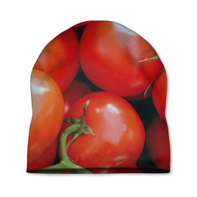 Шапка 3D с принтом Томаты в Петрозаводске, 100% полиэстер | универсальный размер, печать по всей поверхности изделия | дача | еда | зелень | красный | овощи | огород | помидоры | томаты