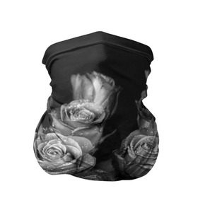 Бандана-труба 3D с принтом Черно-белые розы в Петрозаводске, 100% полиэстер, ткань с особыми свойствами — Activecool | плотность 150‒180 г/м2; хорошо тянется, но сохраняет форму | букет | цветы