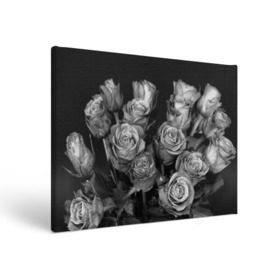 Холст прямоугольный с принтом Черно-белые розы в Петрозаводске, 100% ПВХ |  | Тематика изображения на принте: букет | цветы