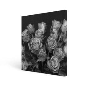 Холст квадратный с принтом Черно-белые розы в Петрозаводске, 100% ПВХ |  | Тематика изображения на принте: букет | цветы